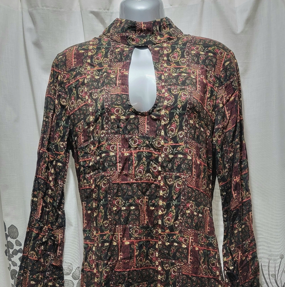 Earthbound Trading Co. | Multi Design Slit Dress | Color: Black | Size: M